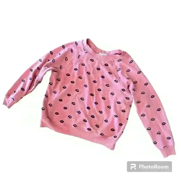 Wildfox Lip Service Lip Print Sweatshirt Size XS All Over Lip Graphic Print - Picture 2 of 9